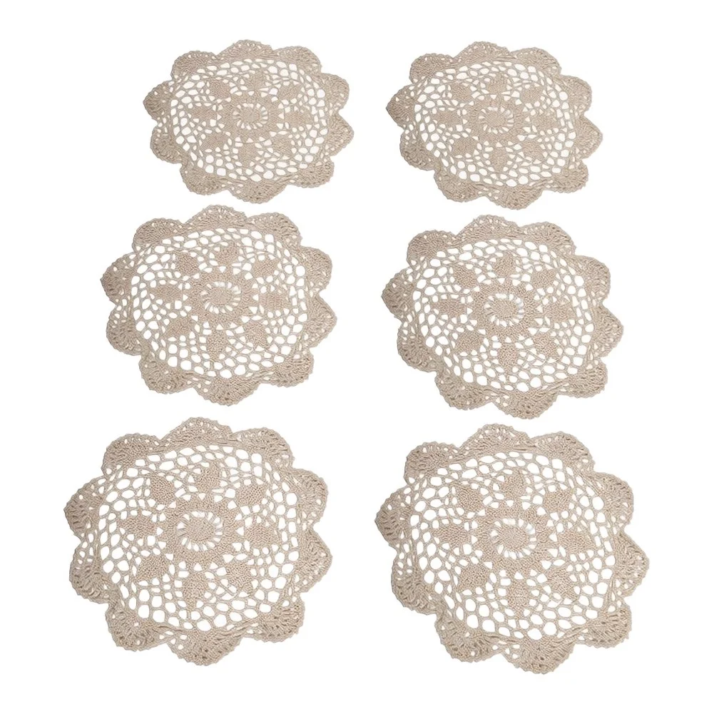 Crocheted Table Mats Cotton Doilies For Home Dining Hand Crocheted Craft Soft Cotton Thread Hollow Lace Pattern