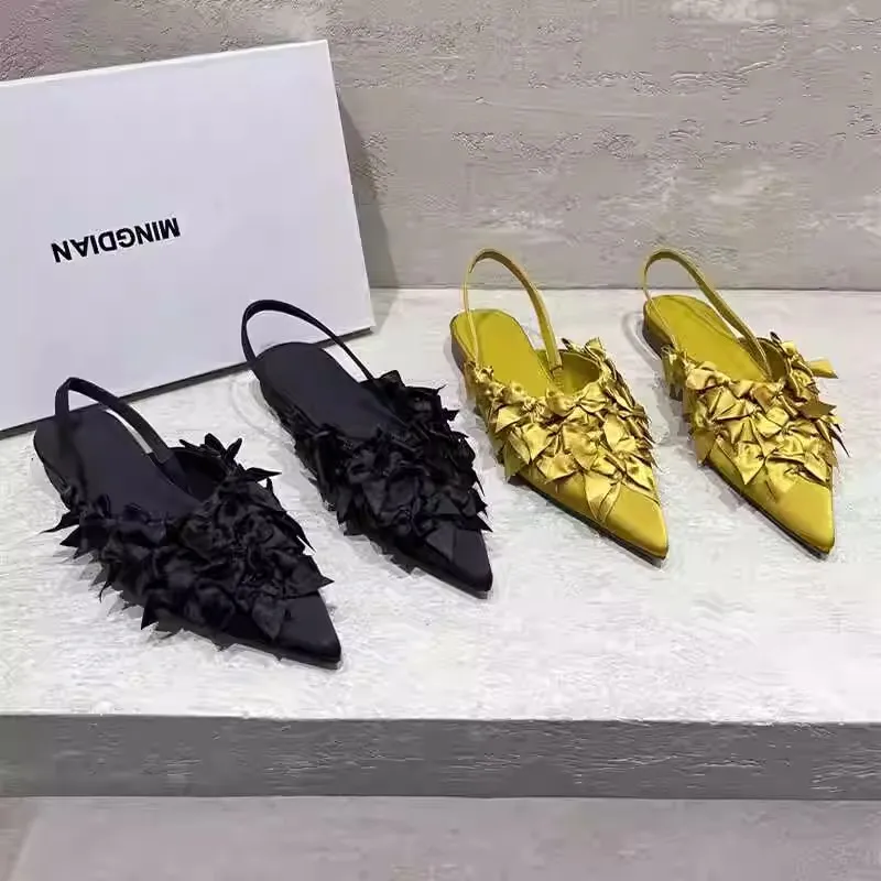 

Женские сандалии на плоской подошве с острым носком, элегантные тапочки, пикантная модная женская обувь, новинка 2025, летнее платье, роскошные сандалии De Mujer