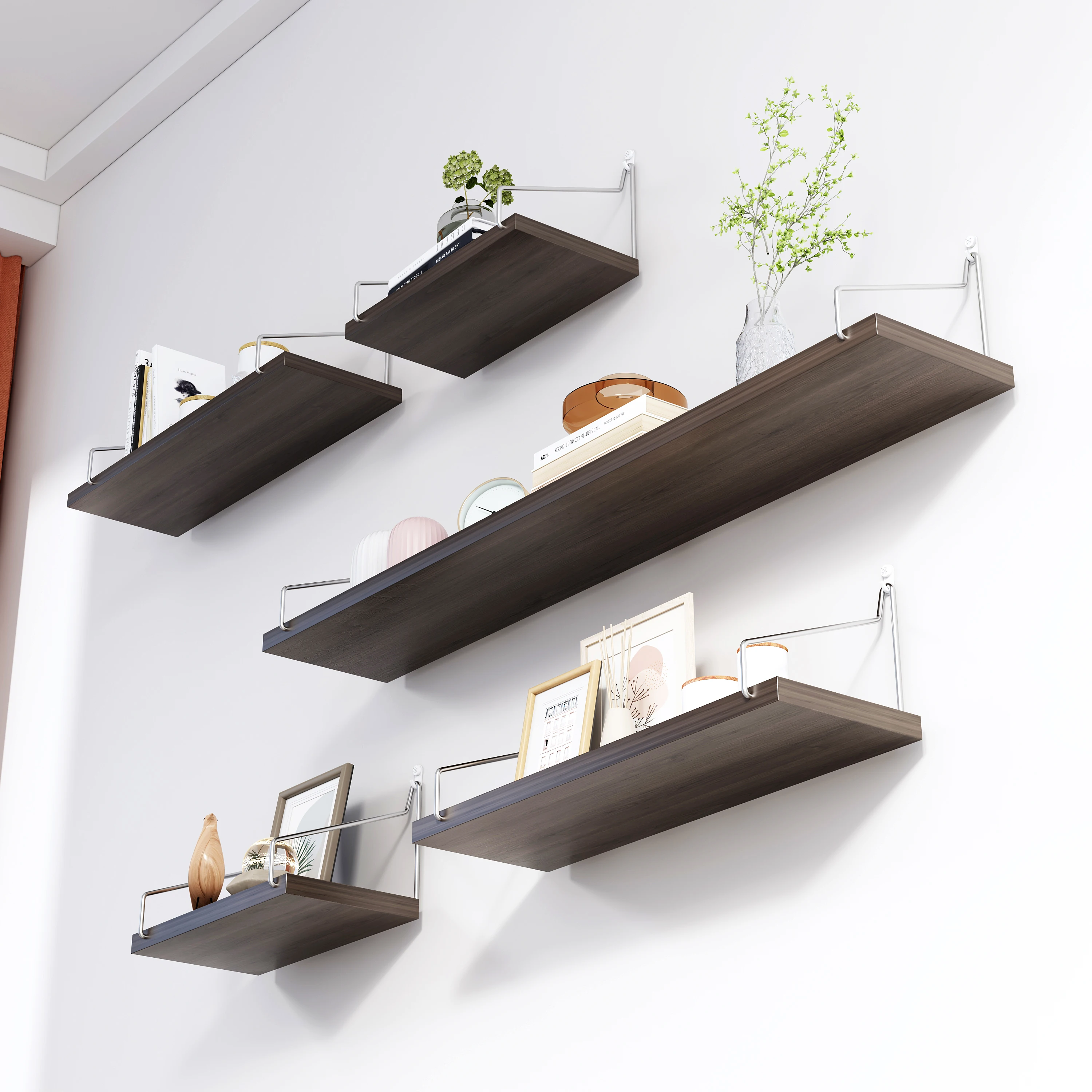 European Style Wooden Wall Shelf Bookshelf Home Free Perforated Partition Living Room Bedroom Wall Hanging Rack Home Decoration