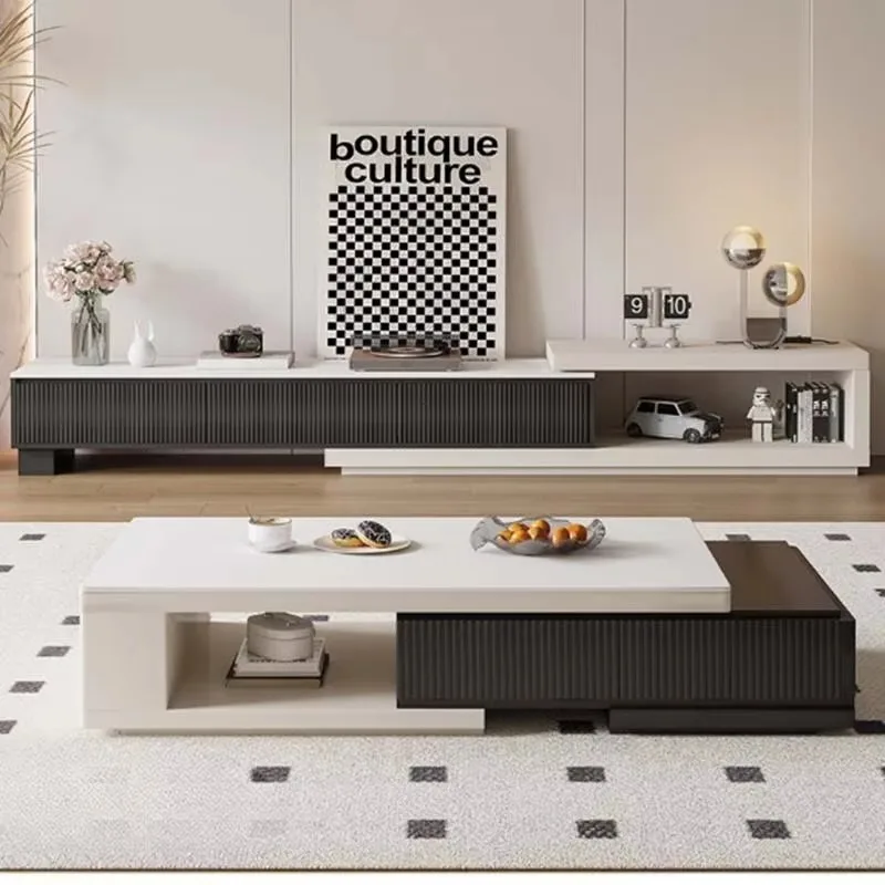 Simple Adjustable Coffee Tables Storage Square Aesthetic White Modern Table Wood Nordic Mesa Auxiliar Salon Furniture For Home