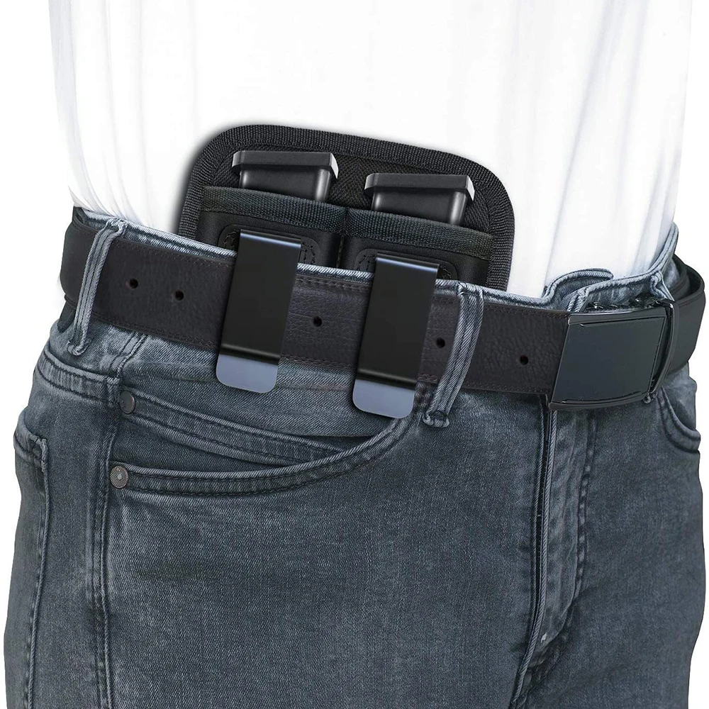 Tactical Nylon Magazine Pouch Holster Pistol 9mm Concealed Carry Mag Case with Clip Glock 19 21 Beretta 92 Handgun Mag Pouch