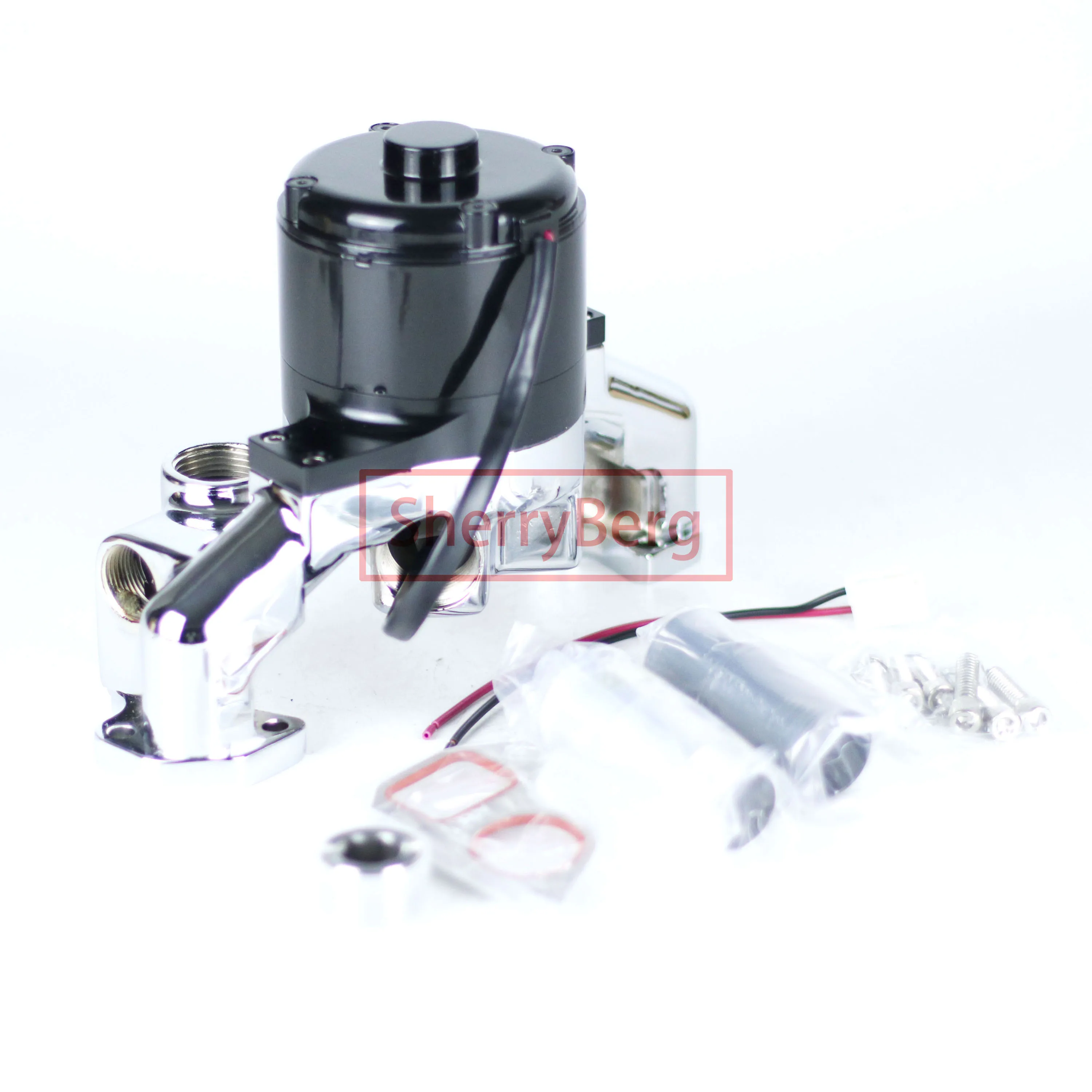 

SherryBerg New Racing Engines Electrical WaterPump CNC for LS LS1 LS2 LS6 6.0 Electric Water Pump Aluminium Black-Chrome Color