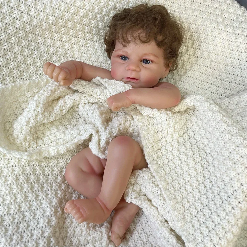 18Inch Reborn Doll Kit Elijah with Rooted Hair Already Painted Skin with Visible Veins Muñeca Reborn Kit Molde Bebê Reborn