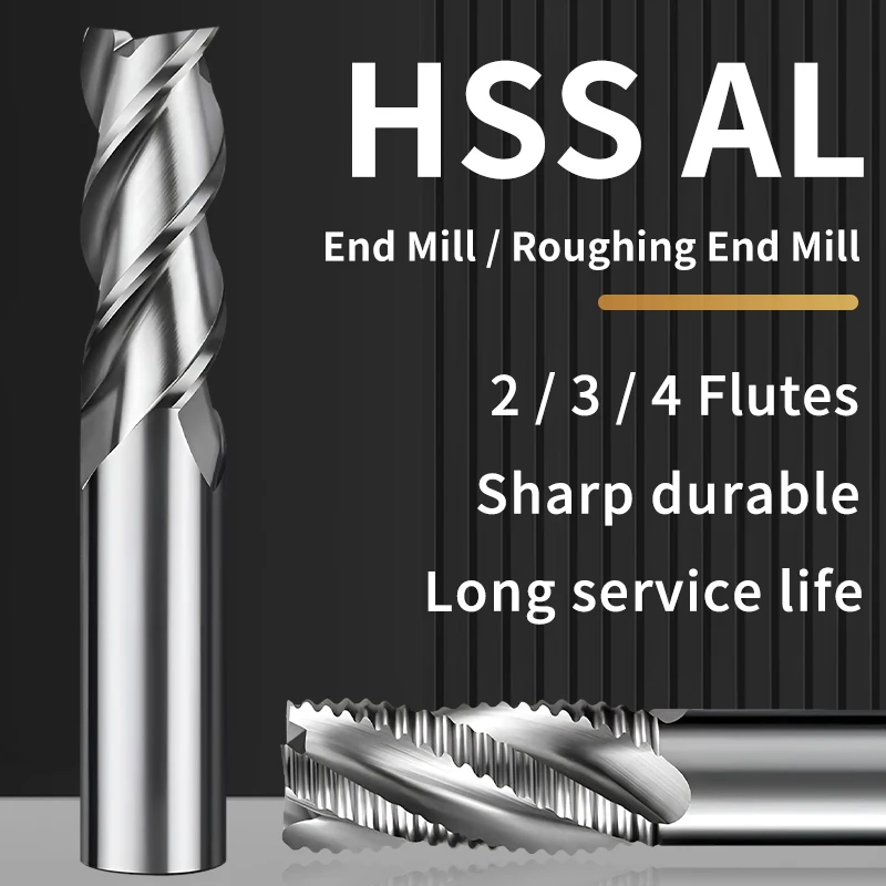 

GULING 1PCS HSS End Mill / Roughing End Mill Extended Length 2/3/4 Flutes Spiral Router Bit CNC Tools For Aluminum Metal High-Q