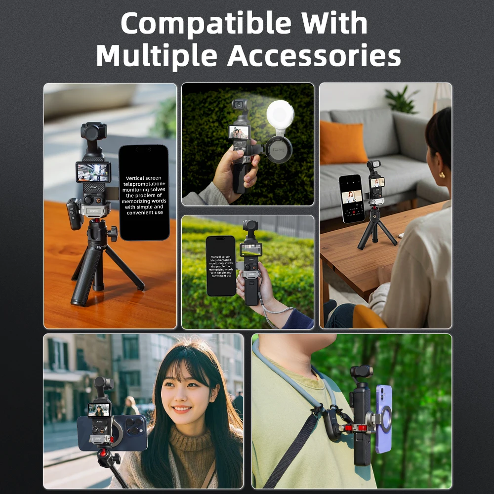 BRDRC Magnetischer Adapter für DJI Pocket 3 Teleprompter-Halterung, Kamera-Livestreaming-Halterung, Erweiterungsrahmen-Zubehör – Detail 14