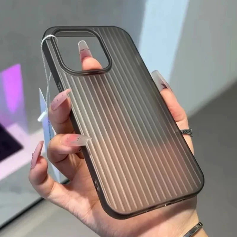 초박형 실리콘 휴대폰 케이스, 무광 러기지 패턴, 아이폰 16, 15, 14, 13, 12, 11 프로 맥스 플러스, 완전 충격 방지, 부드러운 후면 커버