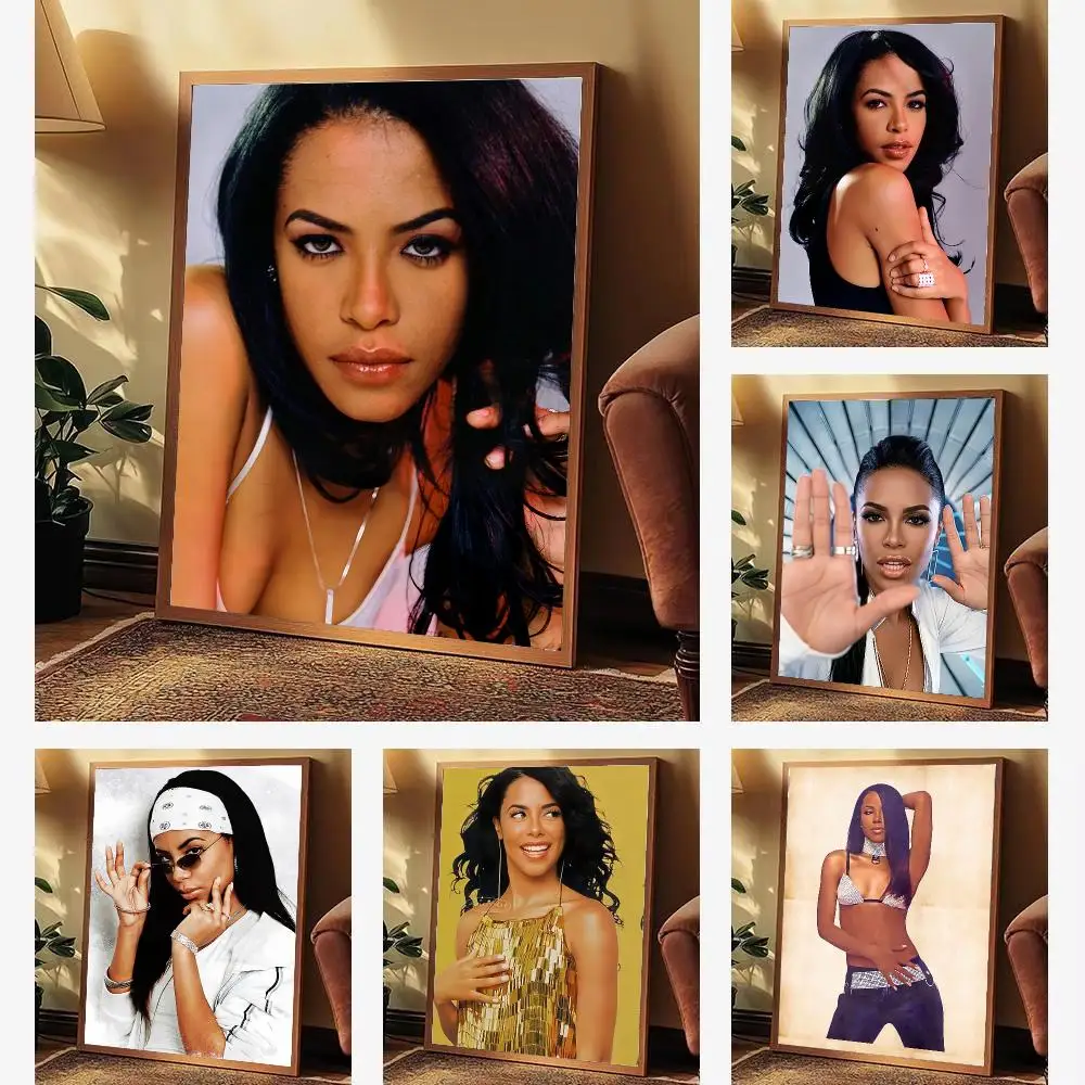 Singer Aaliyah Poster Aesthetic Wall Art Print for Living Room Bedroom Study Office Café Home Decor Stylish Gift