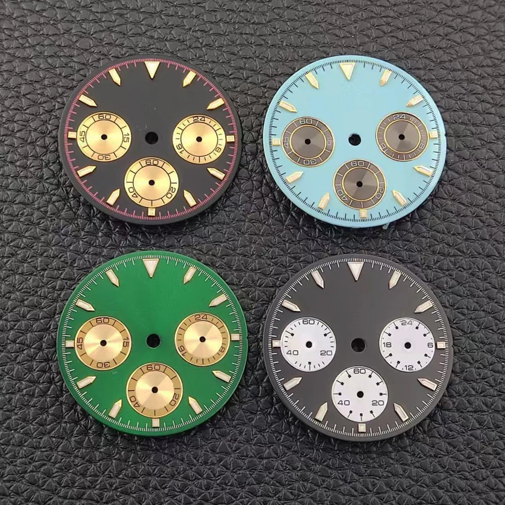 29mm Watch Dial vk63 Dial Luminous Customizable Dial Fit vk63 Case Quartz Chronograph Watch Accessories Fit VK63 Movement