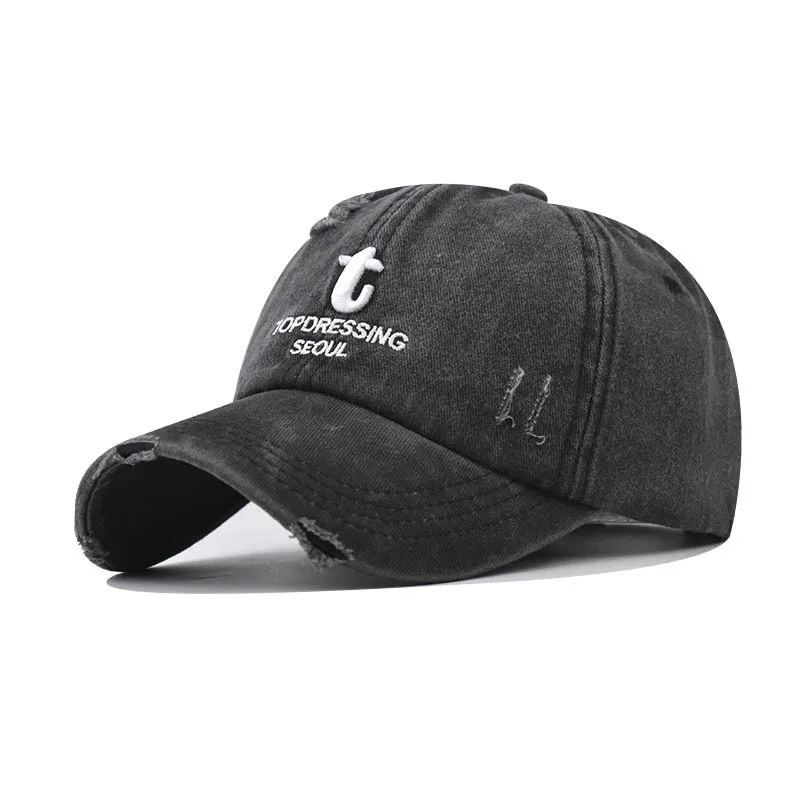

Washed Cotton Vintage Style T Letter Baseball Cap Four Seasons New Personalized Embroidered Dad Hat
