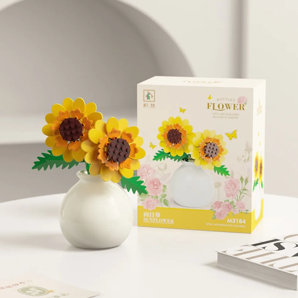 

Новые DIY строительные блоки орнамент креативный букет цветов интересный с вазой для цветов строительные игрушки детский подарок