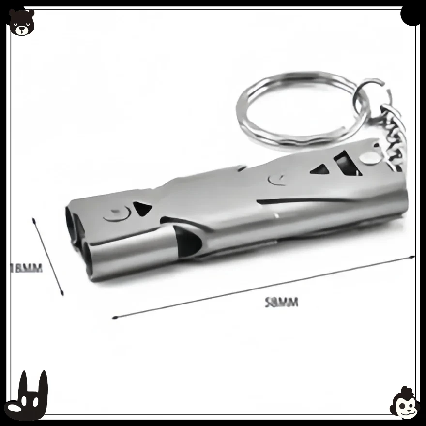 سلسلة مفاتيح صفارة البقاء على قيد الحياة - صفارة طوارئ للتخييم/المشي لمسافات طويلة في الهواء الطلق، إنذار أمان عالي مع تصميم أنبوب مزدوج #5