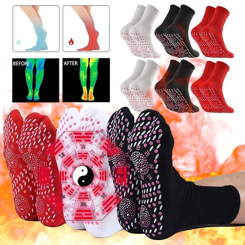 Autumn Winter Self-heating Health Care Socks Women Ski Sports Self Heated Massage Man Short Sock Magnetic Therapy Warm Socks