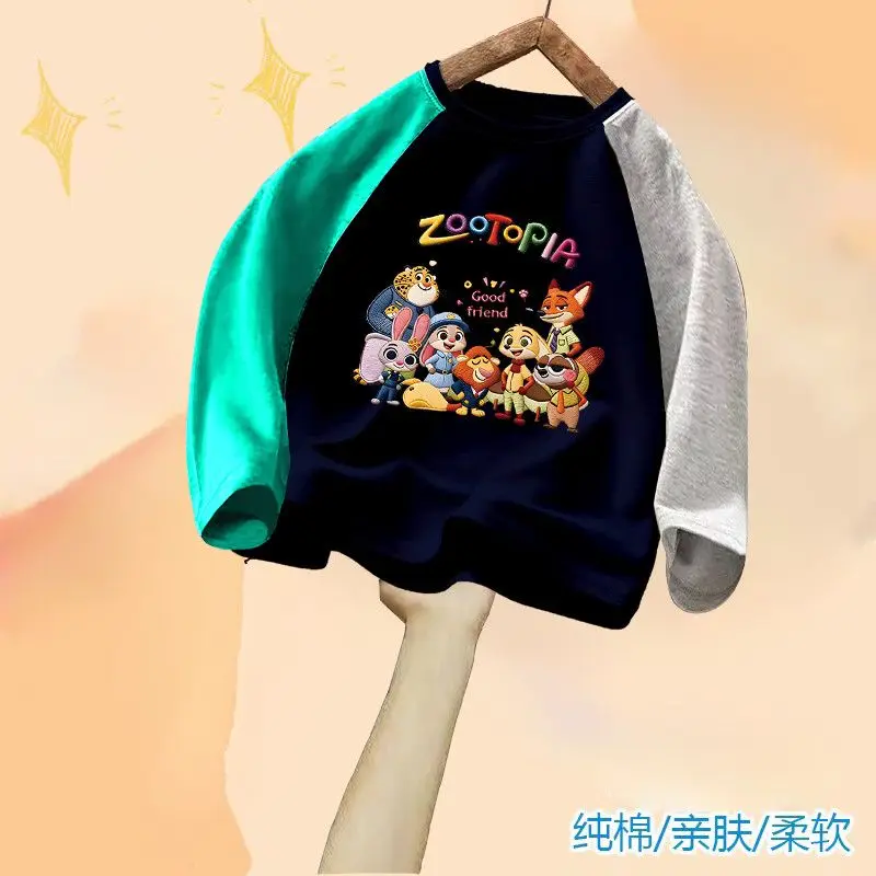 

Children's pure cotton crazy animal city versatile foreign style spring autumn cartoon men's women's long-sleeved crew neck top