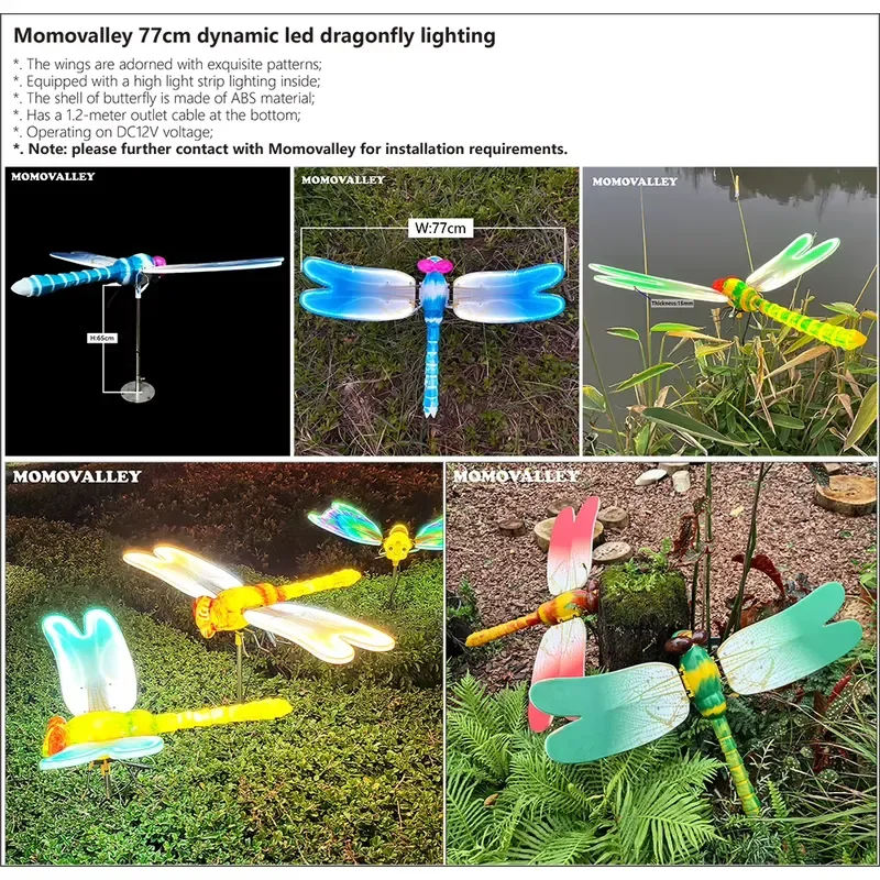 Whimsical Wings Powered Dragonfly Garden Decor IP65 DC LED Stake Christmas Lights Holiday Outdoor Vibrant Colors Motion