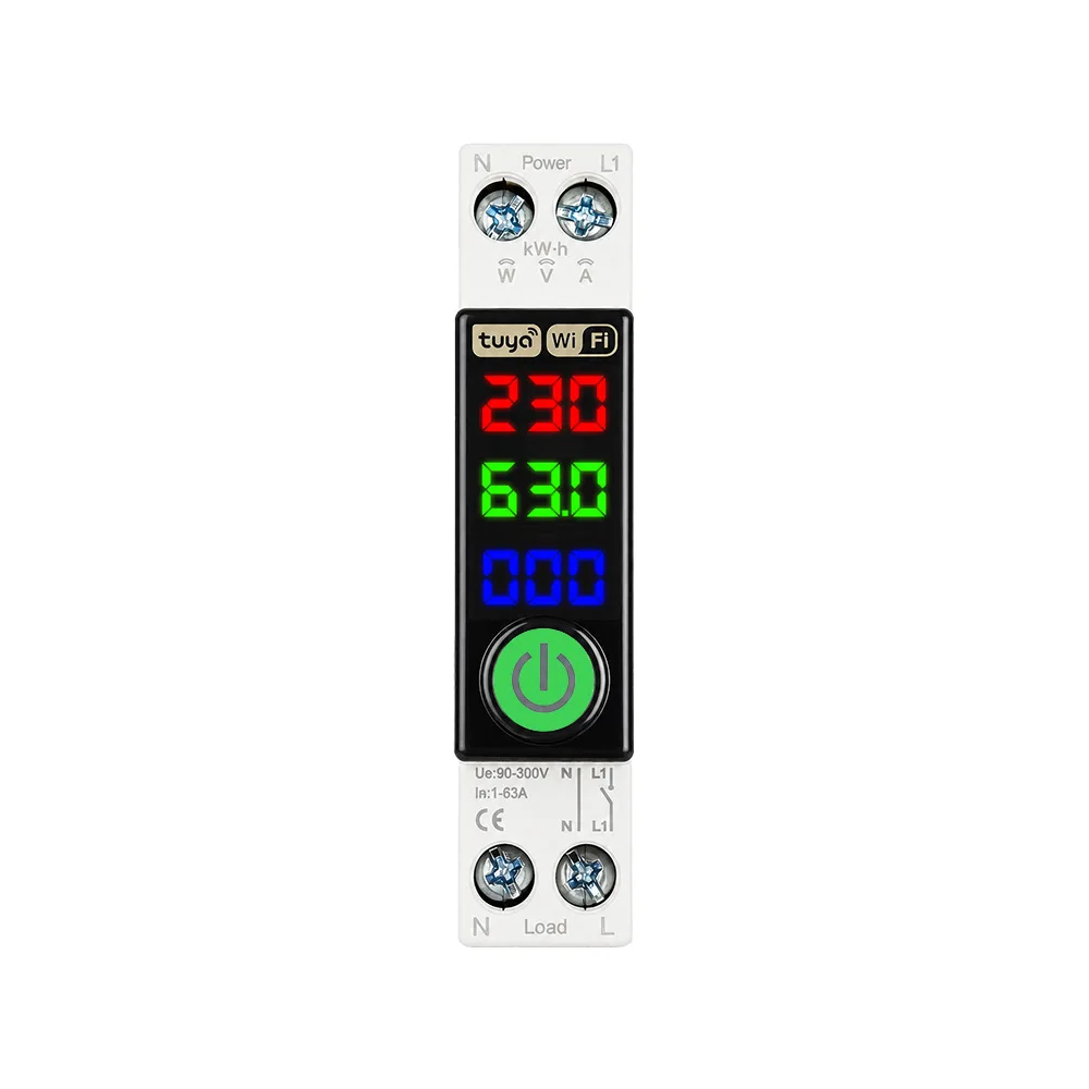 WiFi Smart Circuit Breaker 1‑63A Tuya Smart Life APP Remote Control Energy Meter Over Under Voltage Overcurrent TEMP Protection