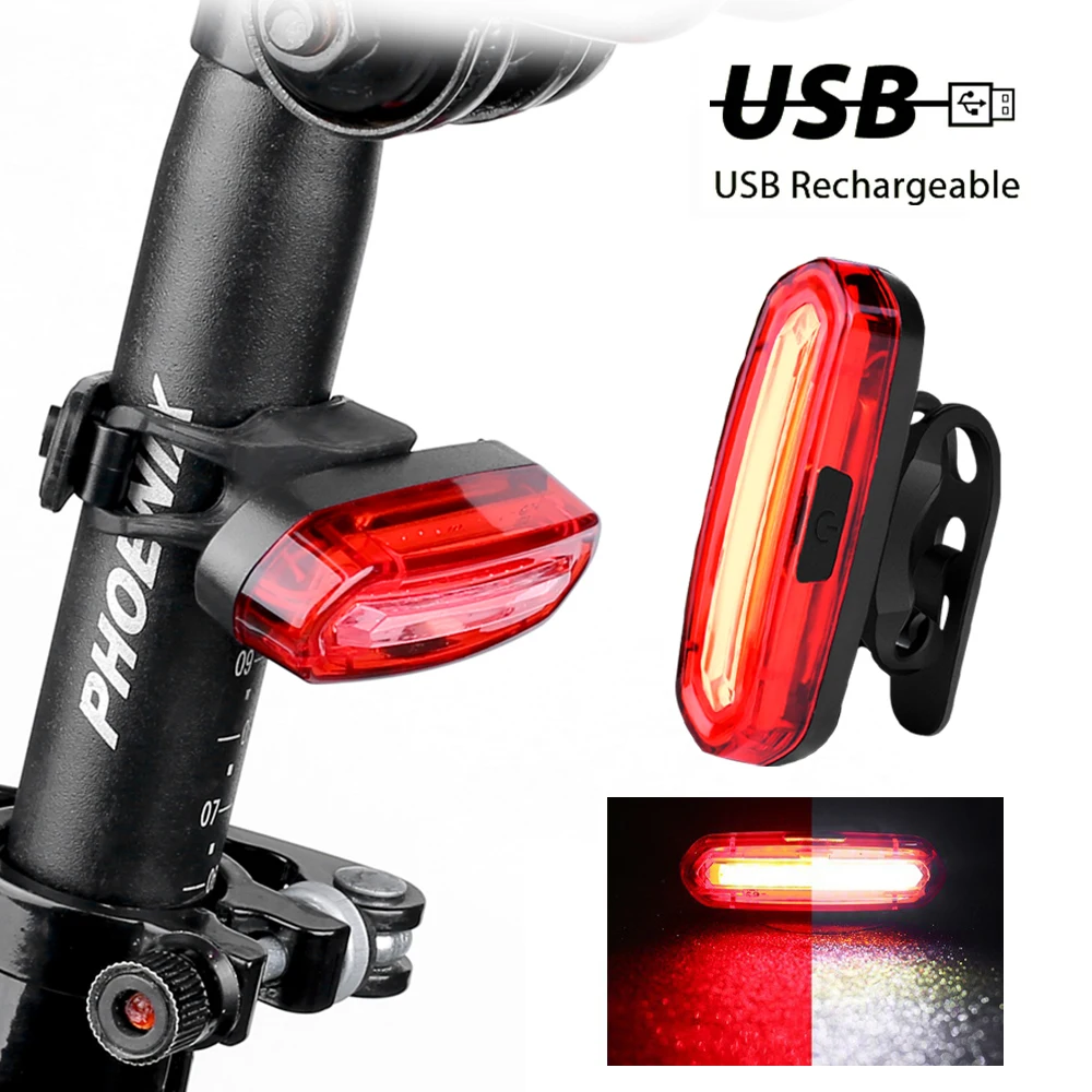 Mountain Bike Usb Rechargeable Cob Tail Light Night Riding Warning Light Cycling Led Rear Tail Wolf Star