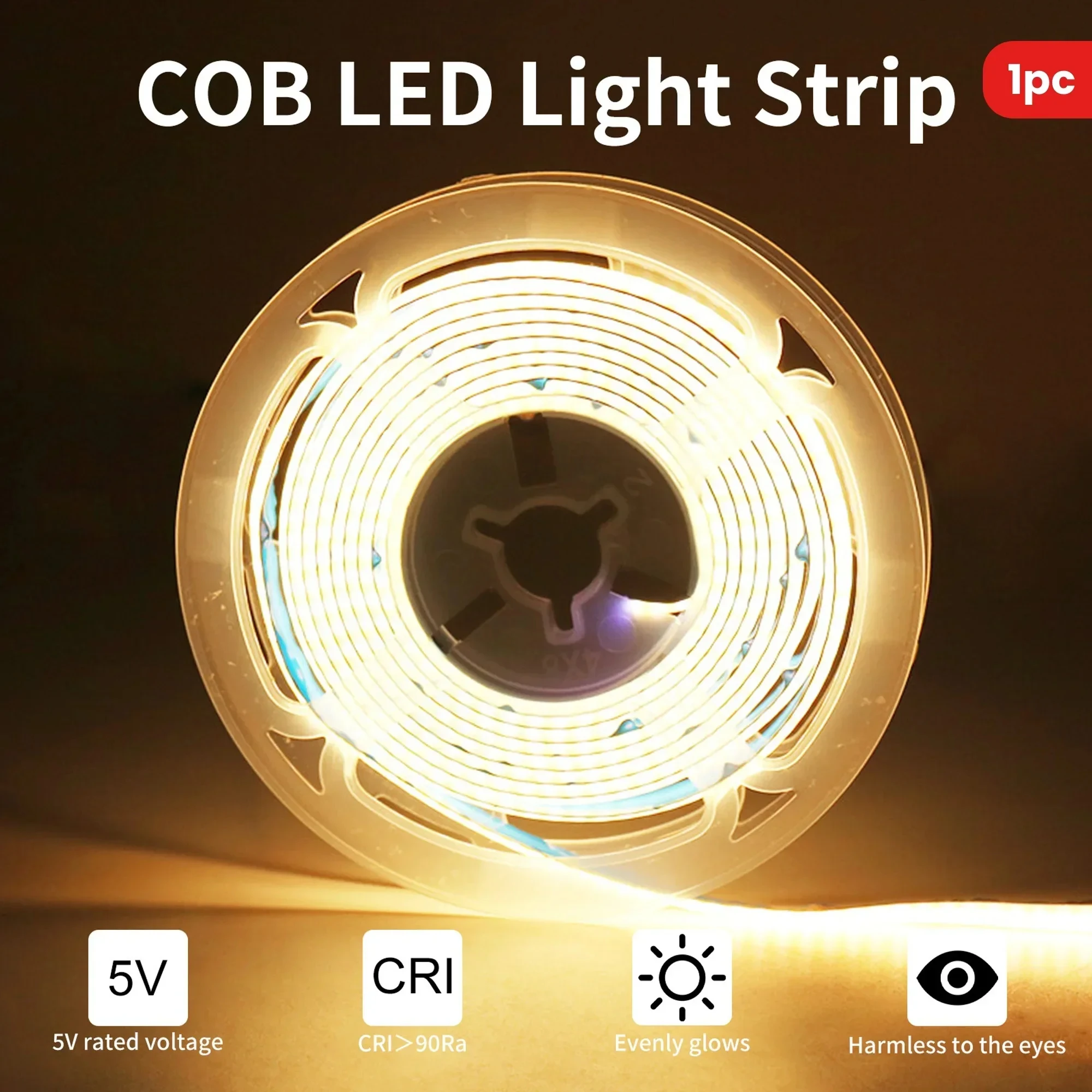 USB Button Switch COB LED Strip Light High Brightness Flexible Strip Lamp For TV Backlight Bedroom Study Room Decor Lighting