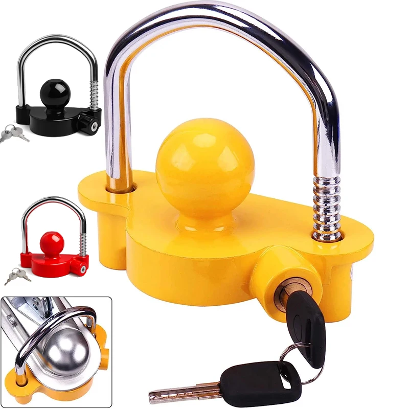 Universal U-Shaped Trailer Hitch Coupler Anti-Theft Lock with Keys | Secure Tow Ball for Caravan, RV, Boat, Truck, Camper