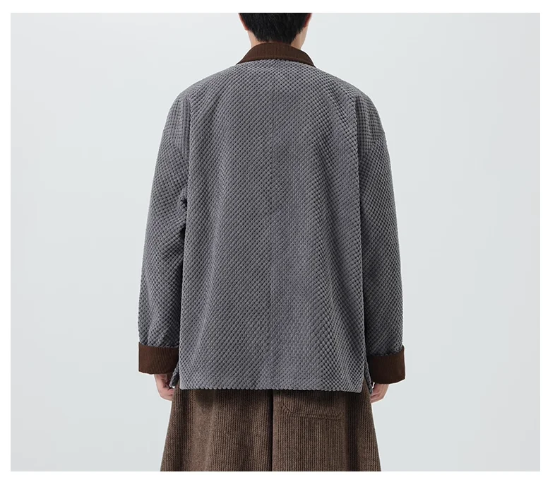 Chinese Style Vintage Corduroy Jacket Mens Clothing Plus Size Casual Coat Autumn Winter Harajuku Loose Black Jacket Top Male