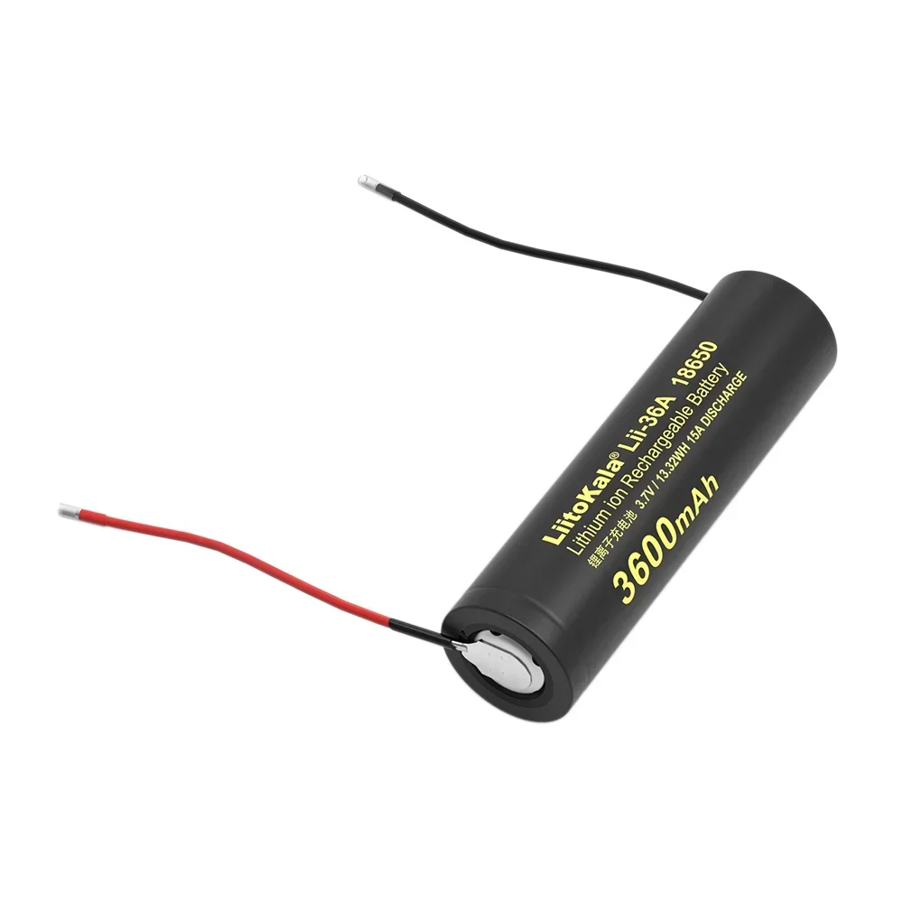 LiitoKala 100% New Original Lii-36A 18650 Li-ion Rechargeable battery 3.7V 3600mAh batteries DIY Silicone Cable