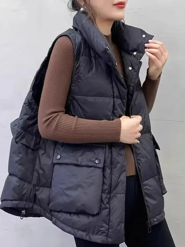 

Новый зимний свободный женский пуховый хлопковый жилет больших размеров с дизайном Big kets, байкерский жилет с объемным плечом, верхняя одежда