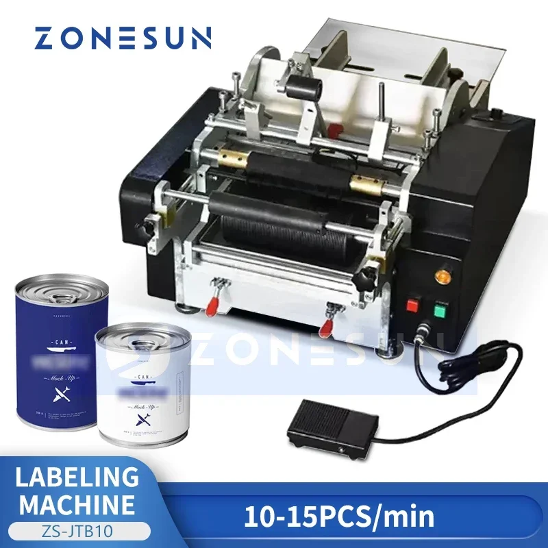 Zonesun ZS-JTB10 Wet Glue Labeling Machine Round Bottle Labeler Semi Automatic Glue Labeling Machine Cold Glue Label Applicator