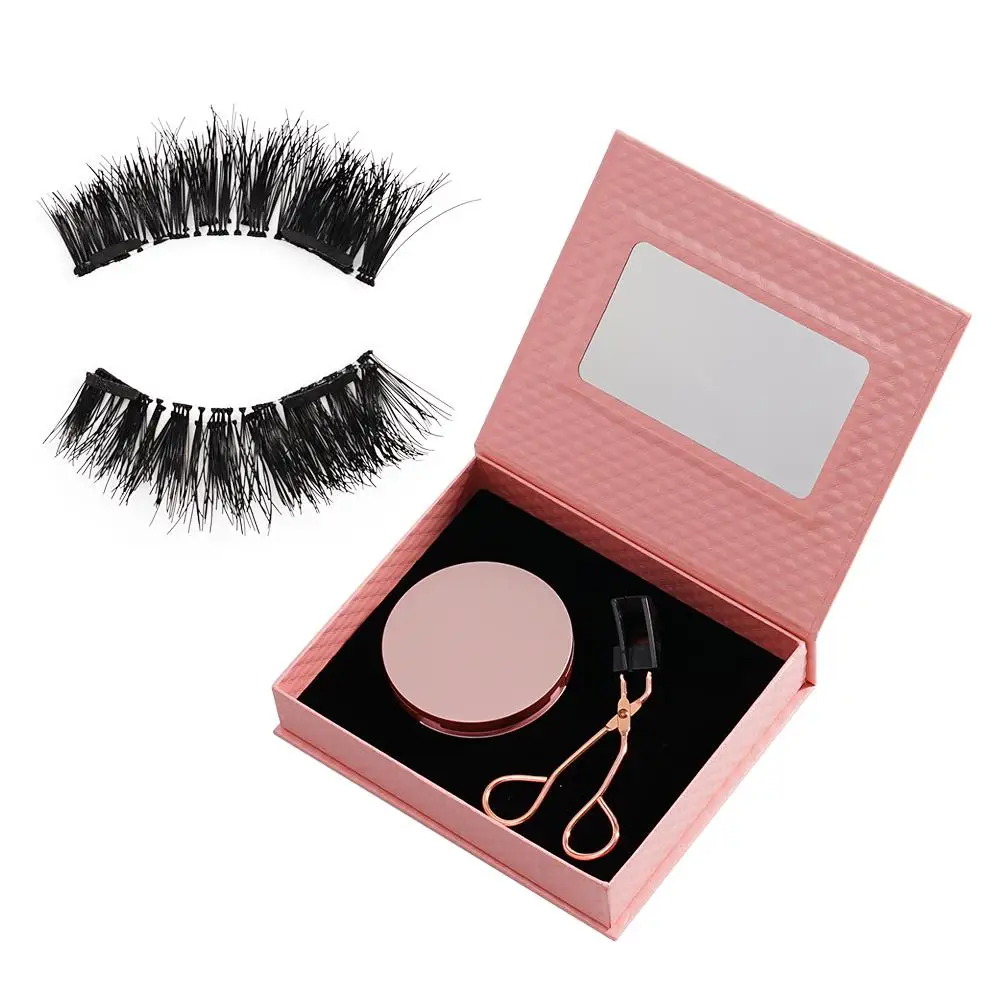 ขนตาแม่เหล็ก2คู่พร้อมที่ดัดขนตาปลอมแม่เหล็กสำหรับผู้หญิง3D S2G0เครื่องสำอางนำกลับมาใช้ใหม่ได้อย่างเป็นธรรมชาติ