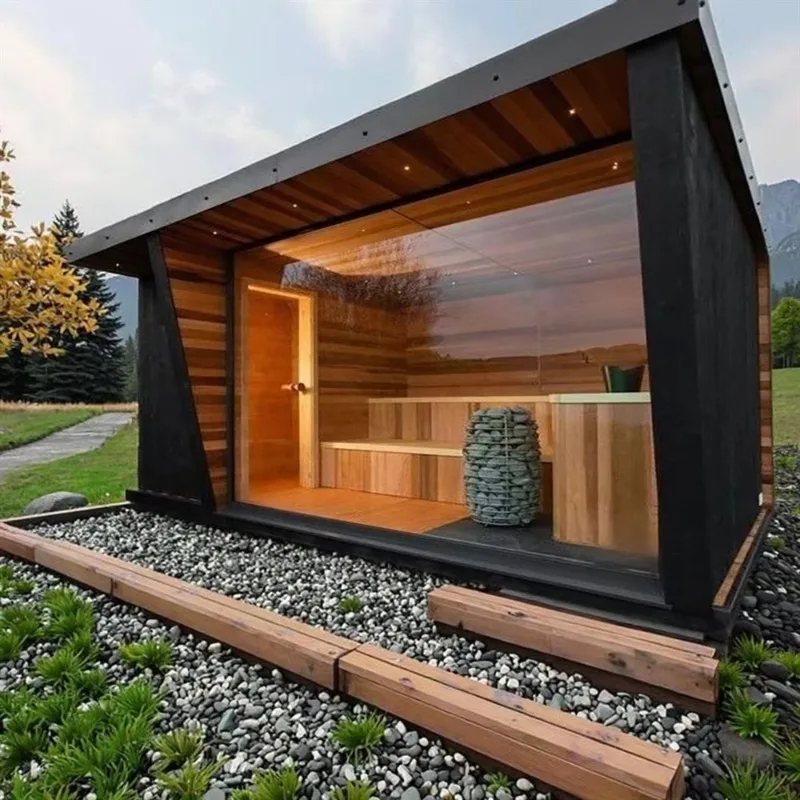 Best-selling Modern Design Red Cedar Smart Outdoor Sauna, Dry And Shower Room