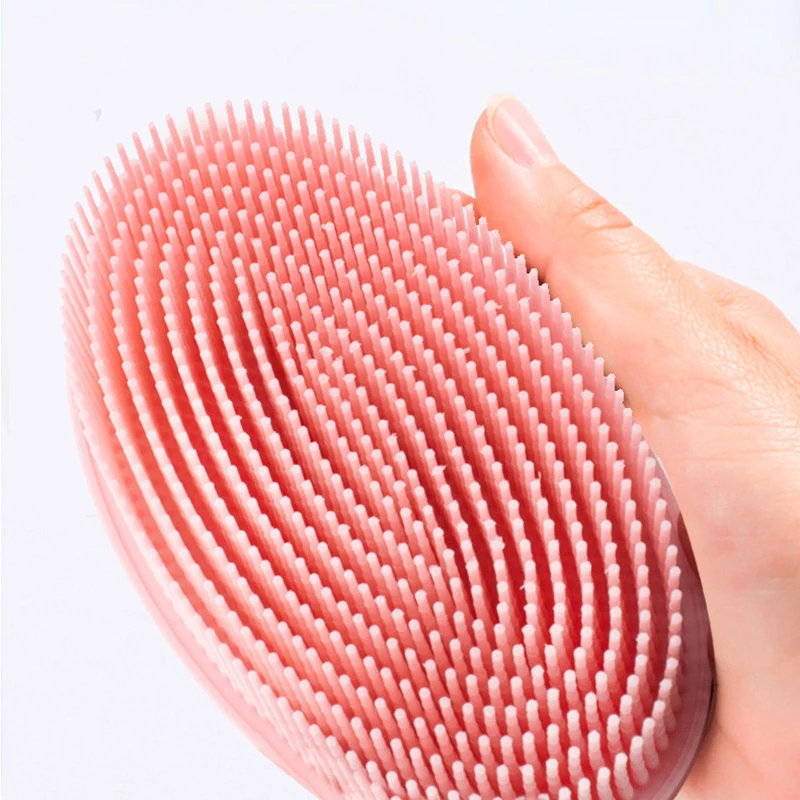 2 in 1 Silicone Body Scrubber Soft Silicone Scalp Massager Shampoo Brush Double-Sided Body Brush Foam Great Deep Cleansing Tool