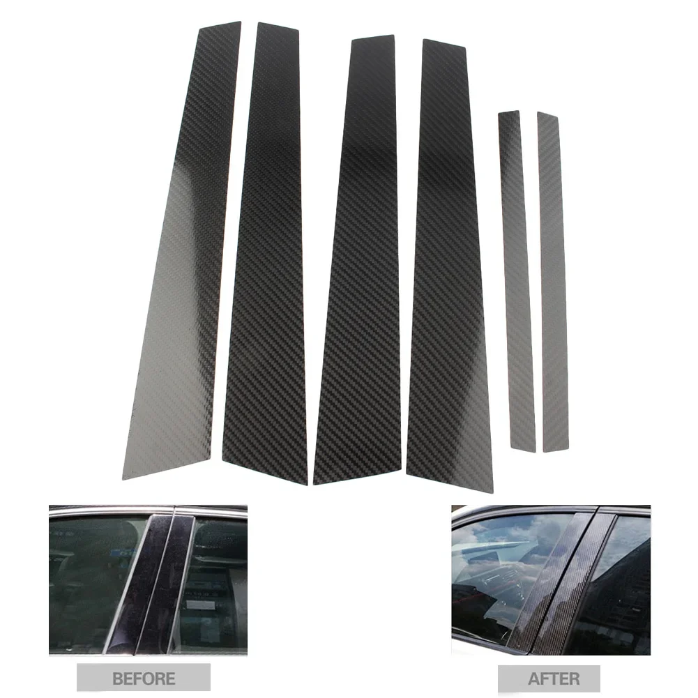 For BMW 3 Series E46 Car Window B Pillars Moulding Protective Trim Cover 1998 1999 2000 2001 2002 2003 2004 Carbon Fiber