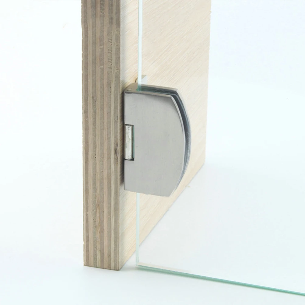 

Glass Door Hinge Square Clamp Home Bracket No Drilling Zinc Alloy Fixation Silver High Quality Strong Bearing Practical Easy