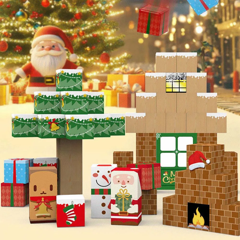 Mundo de natal cubos magnéticos presente blocos de construção empilhamento cubos terno educacional diy brinquedos para crianças eua transporte