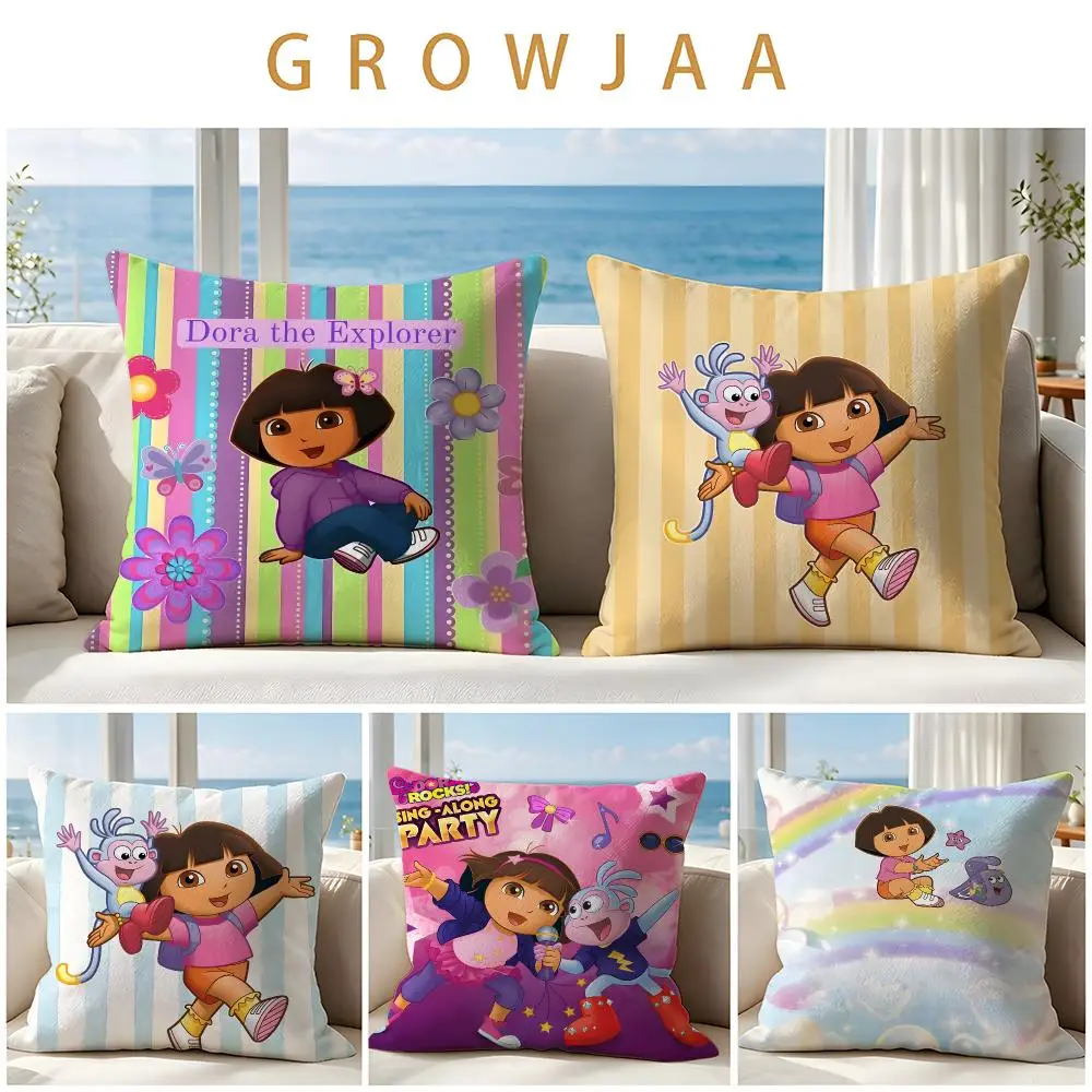 Character DORA Cushion Cover Throw Pillow Short Plush Fresh Natural Cushion for Living Room Sofa Ornament Present Gift