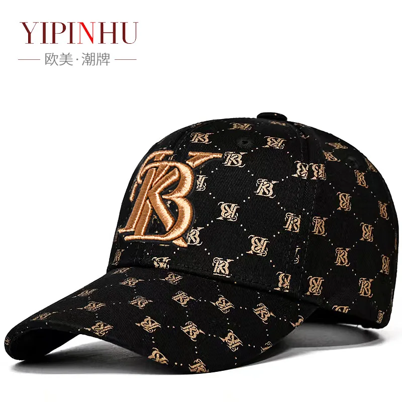 European and American trendy hats, men\'s Korean printed embroidered baseball caps, seasonal fashionable and stylish duckbill cap