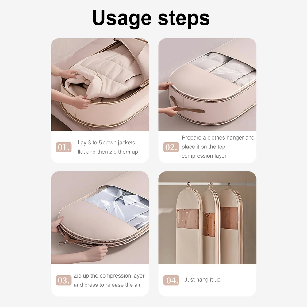 Space Saving Hanging Garment Bag Transparent Visibility Hanging Protector Down Coat Compression Dust Cover for Closet Storage
