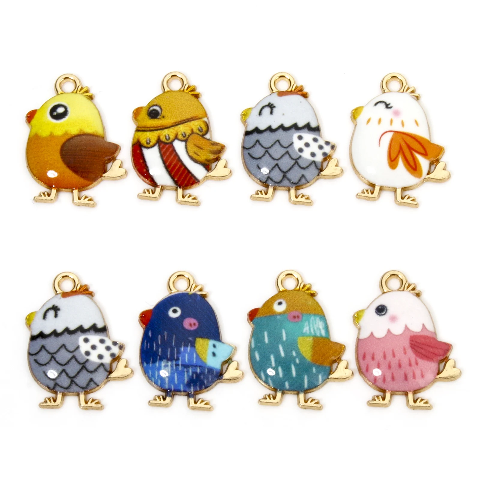 10pcs Easter Day Charms Multicolor Chicken Animal Enamel Pendants DIY Necklace Bracelet For Women Jewelry Findings 20mm x 16mm