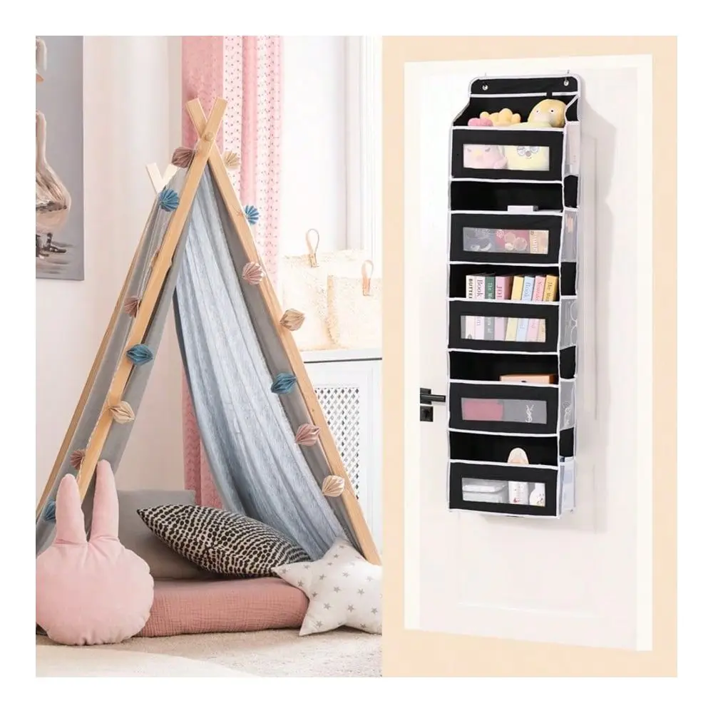 [Five-Layer Storage Box] Door-Mounted Storage Box With 5 Large-Capacity Pockets | Anti-Tipping 44-Pound Load-Bearing Door-Mounted Storage Box, Suitable For Storage And Organization In Bedrooms, Bathrooms, Pantry, And Children's Rooms. A Must-Have For Orga