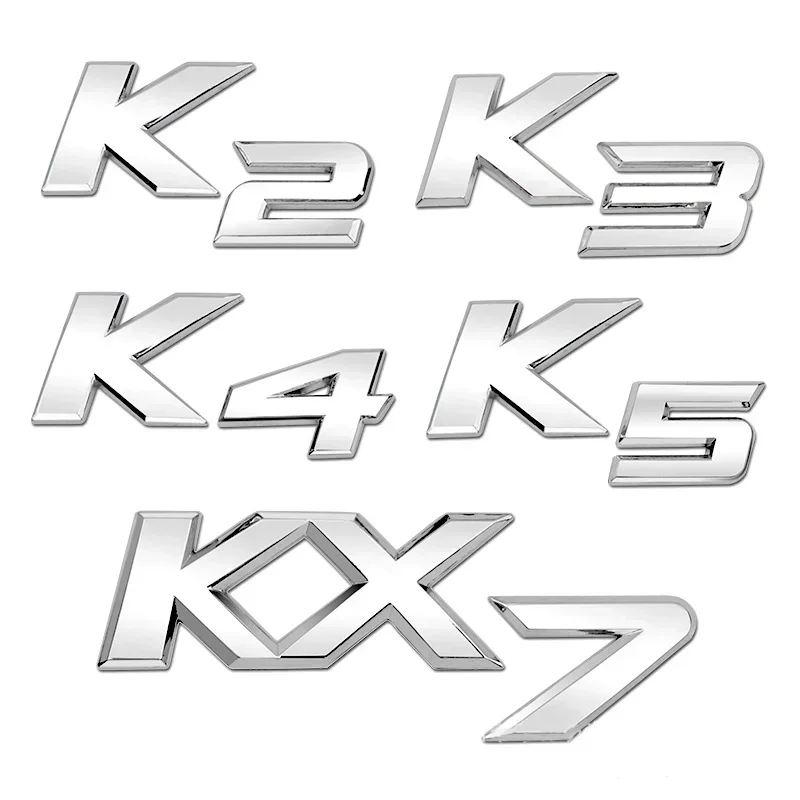 3D Metal Chrome Black K2 K3 K4 K5 KX7 Letters Logo Rear Boot Trunk Emblem Badge Sticker for Kia Car Styling Accessories