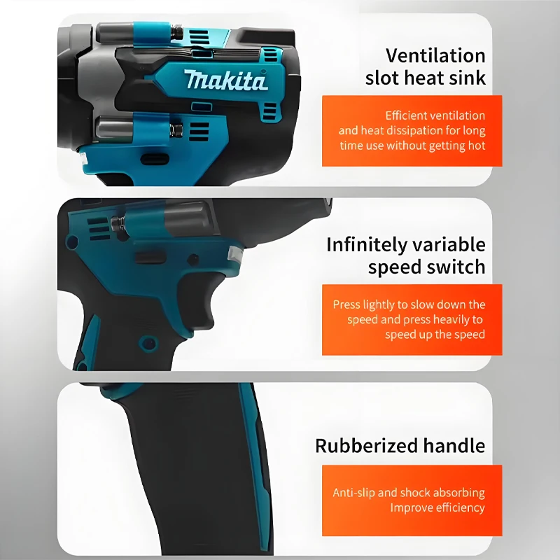 

Makita DTW700 18V Cordless Impact Wrench Brushless Motor Speed Electric Wrench High Effieiency Durable Auto Stop(Tool only)