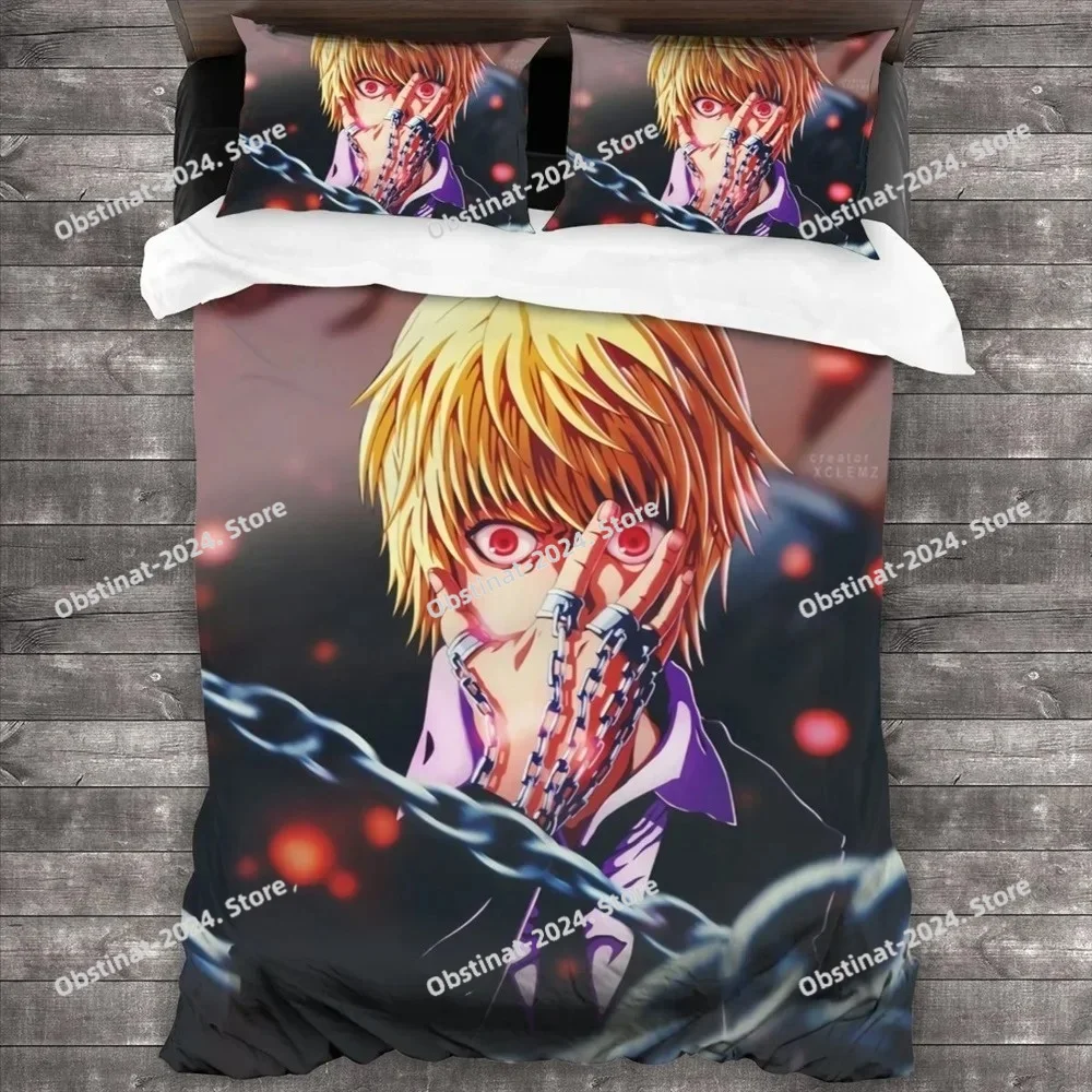 Комплект постельного белья Anime Hunter X Hunter, комплект из 3 предметов, пододеяльник с героями мультфильмов, японский манга, домашний текстиль, декор для спальни