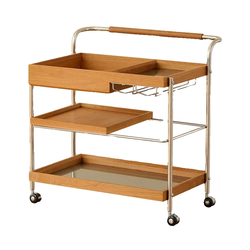 

cart solid wood movable corner sofa side living room side cabinet coffee table small table