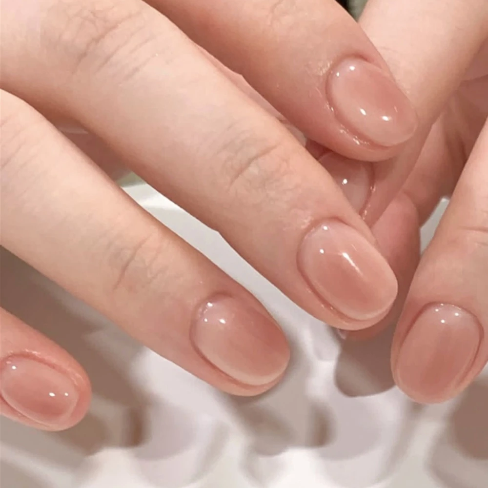 قصيرة مستديرة الوردي هالة الصباغة يمكن ارتداؤها مسمار الفن بسيط شيك عارية أحمر الخدود الأظافر وهمية انفصال الانتهاء الأظافر كاذبة اضغط على الأظافر