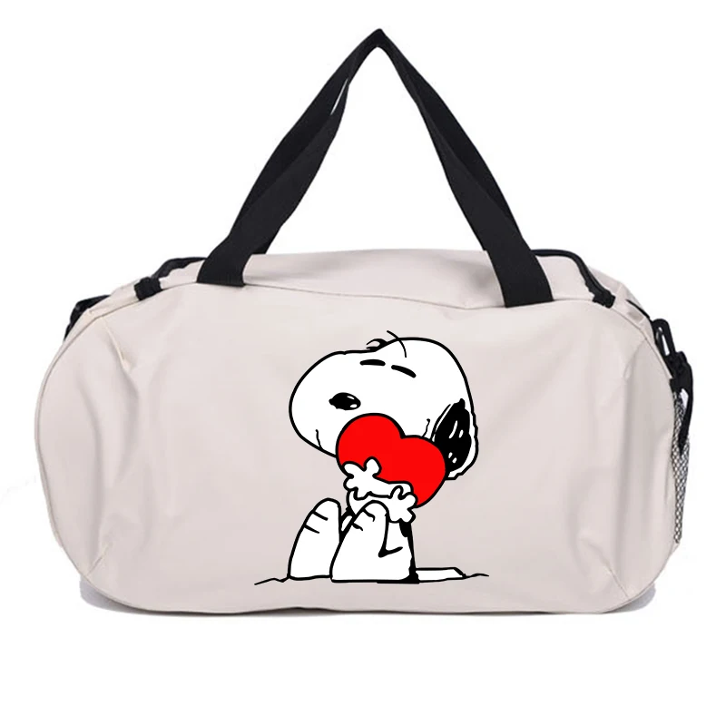 New Snoopy Travel Bag Kawaii Cartoon Figure Printed Luggage Bags Outdoor Camping High Capacity Backpack Oxford Cloth Gym Bag