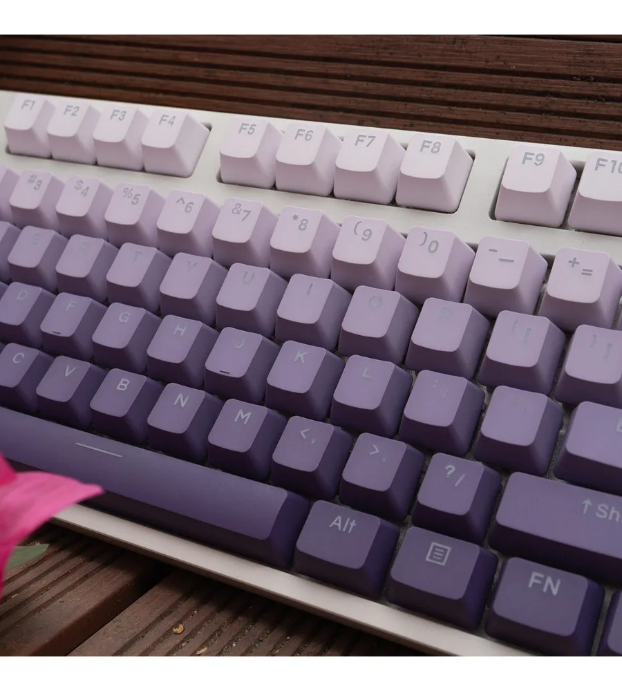 Dark fragrance gradual change purple positive/side transparent mechanical keyboard keycap 134 keys OEM height two-color dip