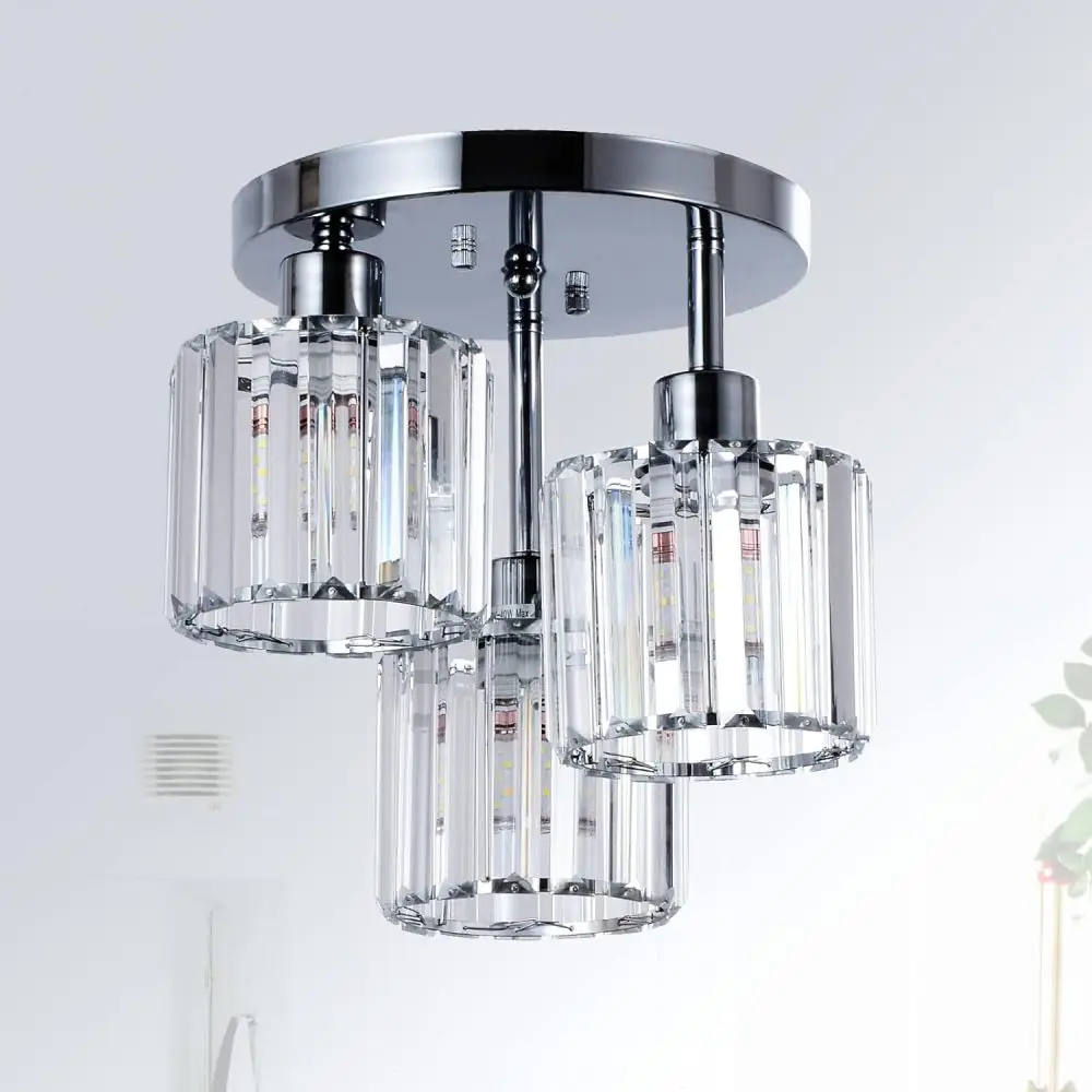 

Mount Ceiling Kitchen Mount Hallway Light Fixtures Ceiling with Clear Crystal Shades Kitchen Entryway Bedroom Bathroom Foyer