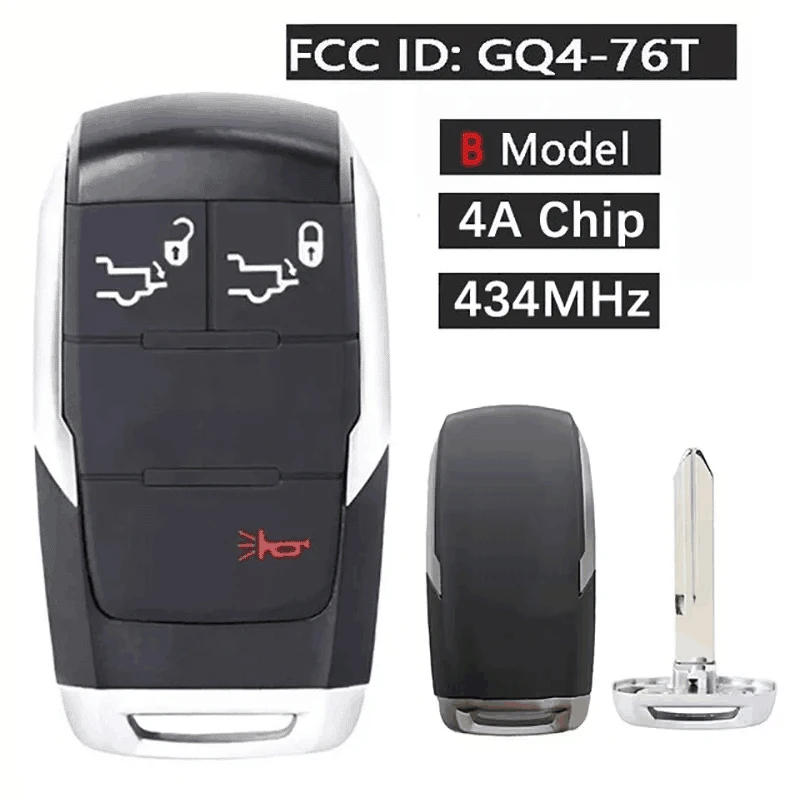 CN087045 Aftermarket Fob GQ4-76T For Dodge RAM1500 Smart Key Remote 5Buttons 434MHZ 4A Chip 68374994AC