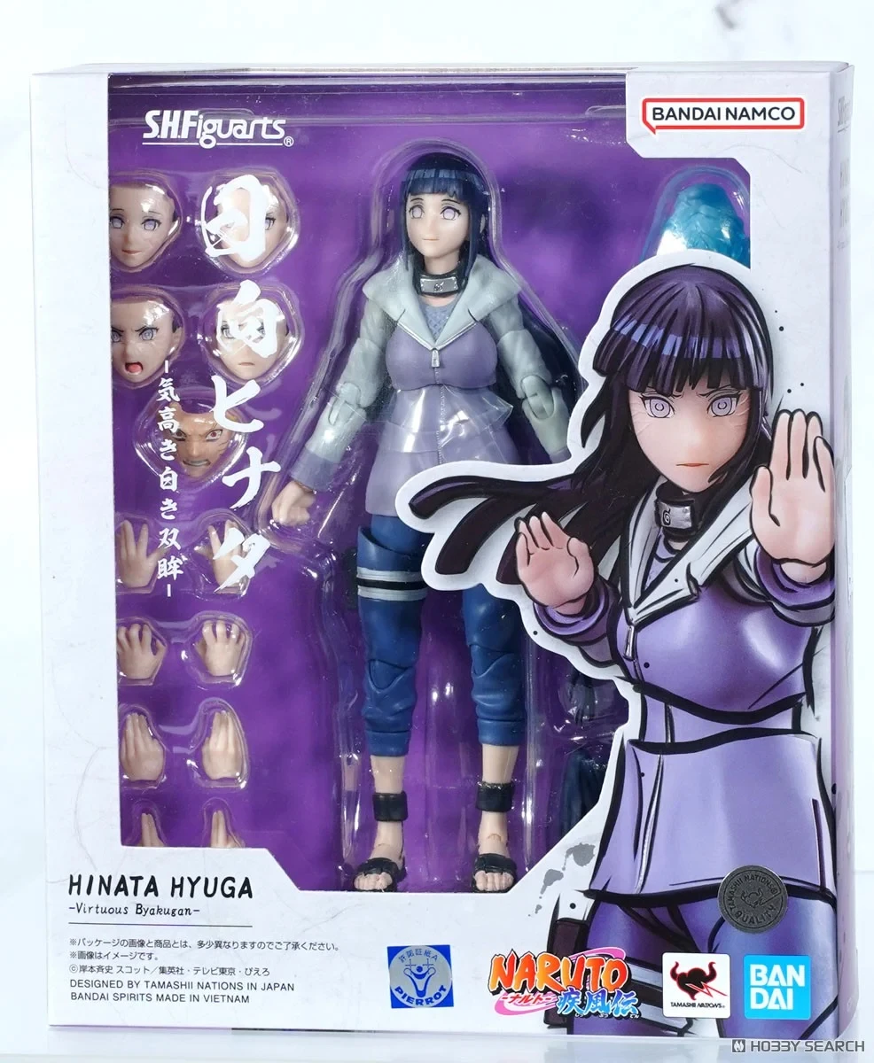 Bandai Original SHFiguarts NARUTO Hinata Hyuga yeux blancs-virtueux Byakugan-figurine d'action articulations actives modèle ornements de bureau