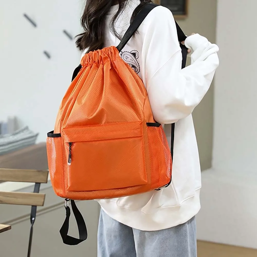 Portable Gym Drawstring Bag Quick Drying Large Capacity Oxford Cloth Backpack Anti-splash Water Solid Color