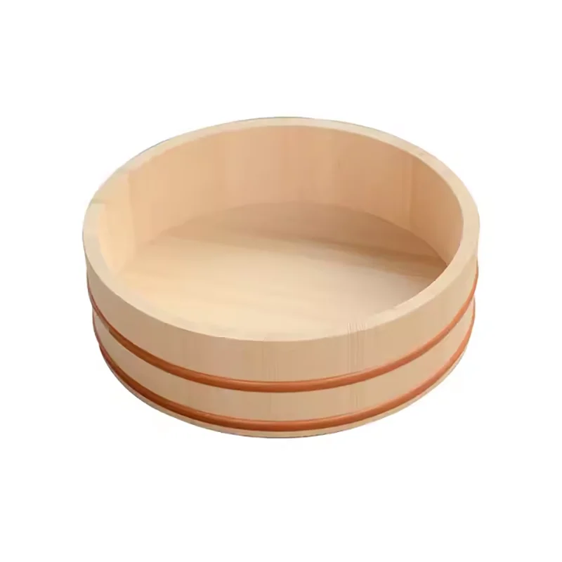 Korean food Japanese style copper edge basin big bowl bucket Cuisine Bibimbap sashimi sushi wooden barrel mixing rice wood spoon