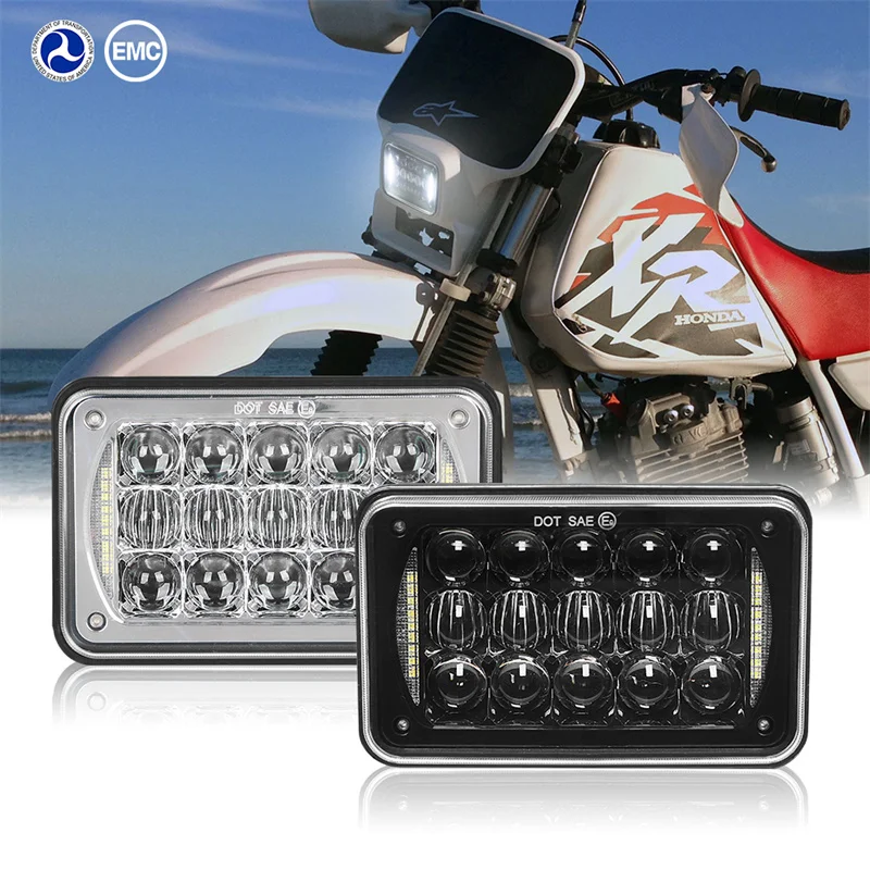 

For Honda XR250 XR400 XR650 Suzuki DRZ 1pcs DOT Black Motorcycle DRL Lamp 4X6 LED Headlight DRL Hi Low Beam Headlamp